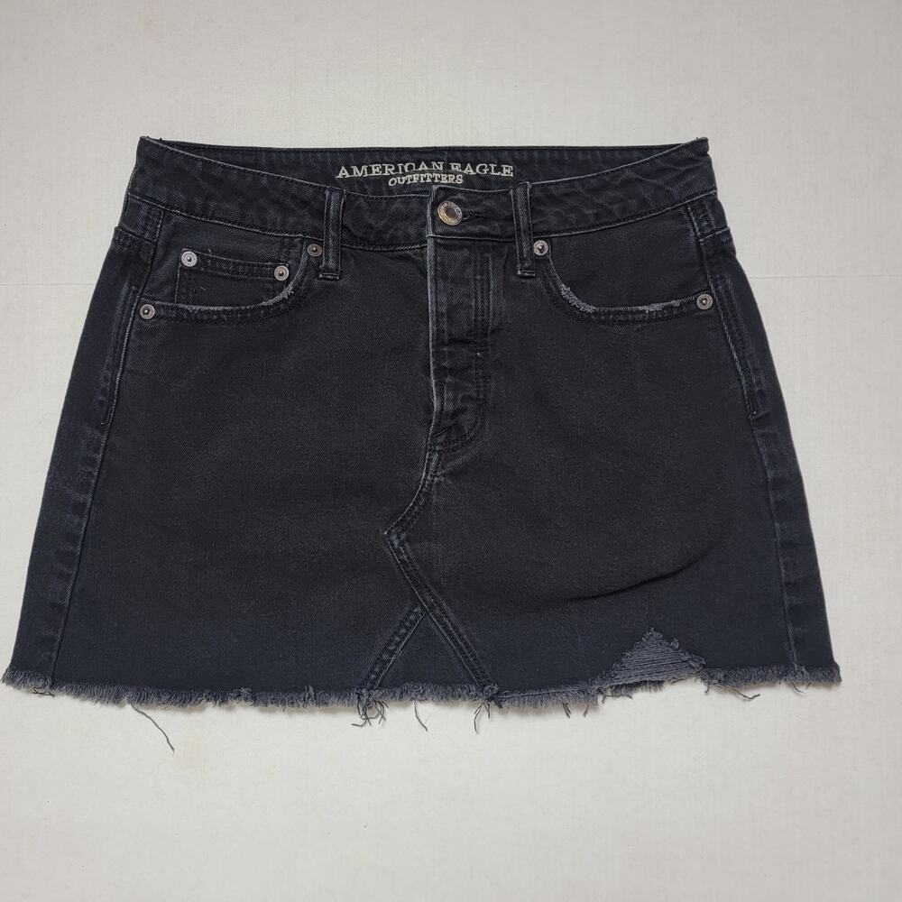 American Eagle Black Hi-Rise Festival Mini Skirt SZ 4